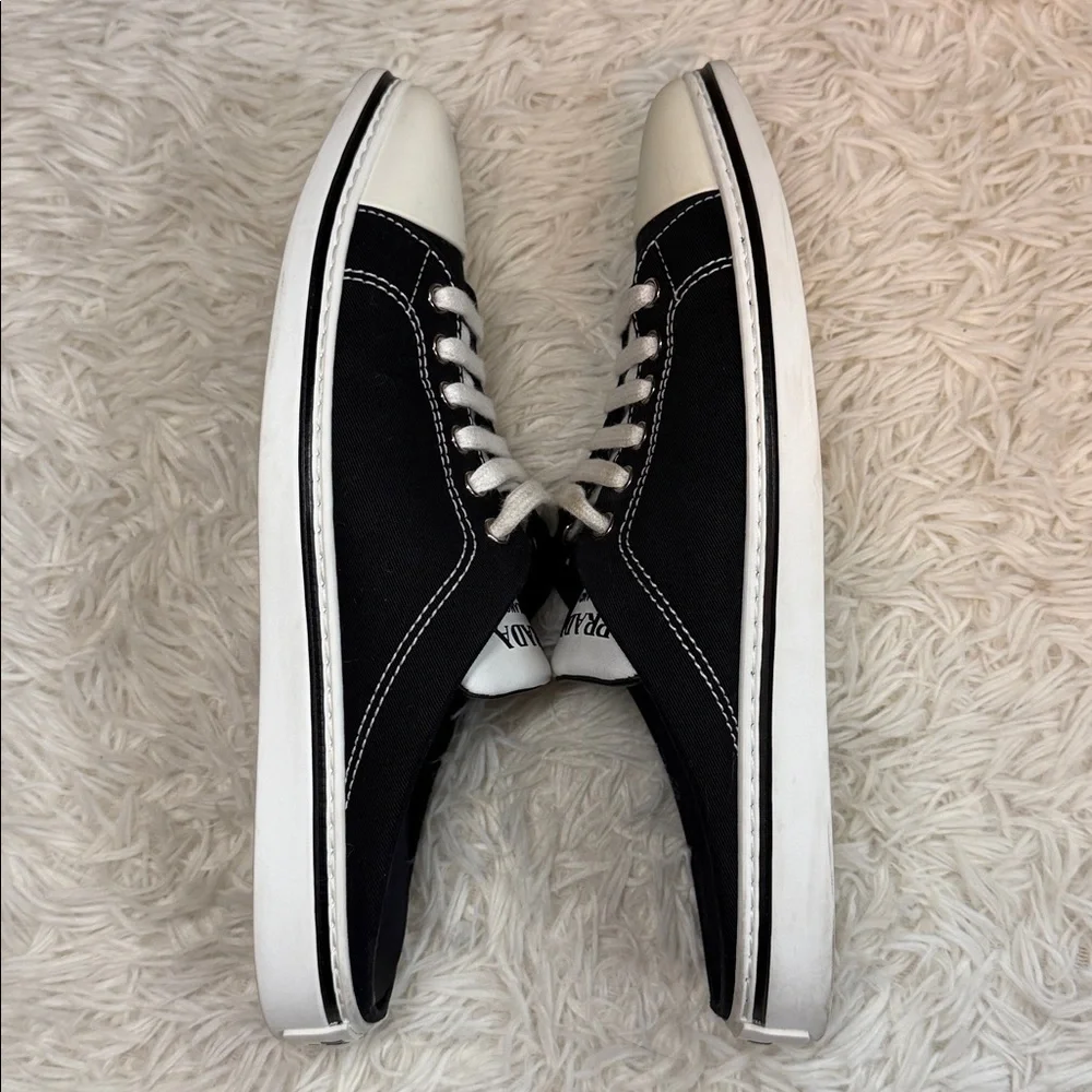 Prada Milano Canvas Sneakers Made in Italy Size 7 Slip-On Mule Style - Picture 7 of 9